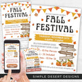 customizable all in one fall theme festival carnival harvest party invitation flyer poster ticket template bundle
